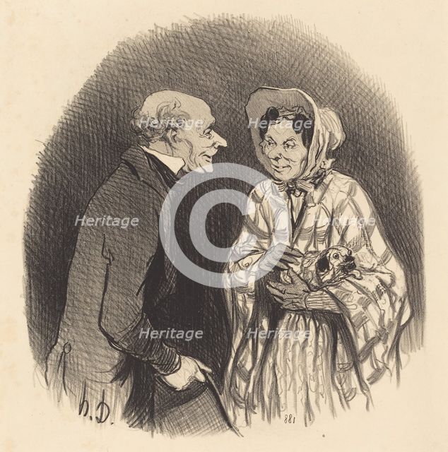 Une nouvelle connaissance, 1846. Creator: Honore Daumier.