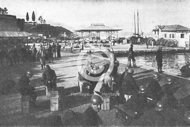 'Une base Allemande en Adriatique: L'occupation de Corfou; Le matin du 11 janvier..., 1916. Creator: Unknown.