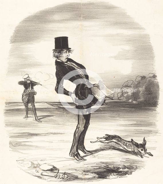 Une charge déplacée, 1845. Creator: Honore Daumier.