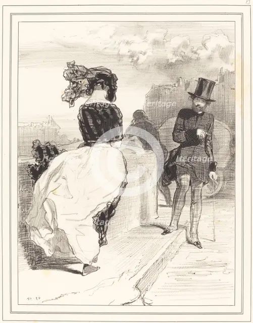 Une de ces mines pudibones, probably c. 1843. Creator: Paul Gavarni.