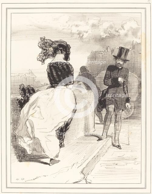 Une de ces mines pudibones, probably c. 1843. Creator: Paul Gavarni.