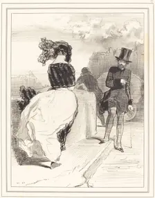 Une de ces mines pudibones, probably c. 1843. Creator: Paul Gavarni