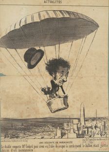 Une Descente en parachute, 19th century. Creator: Honore Daumier
