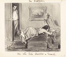 Une élève zélée travaillant à domicile, 1847. Creator: Honore Daumier