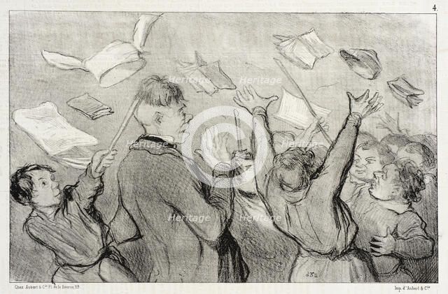 Une Émeute, 1845. Creator: Honore Daumier.
