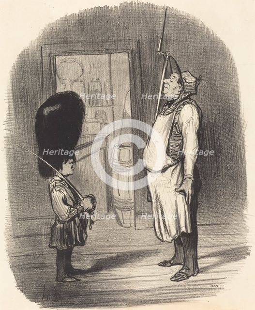 Une famille chez qui rèside l'instinct guerrier, 1847. Creator: Honore Daumier.