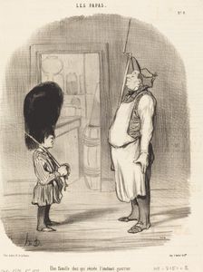 Une famille chez qui rèside l'instinct guerrier, 1847. Creator: Honore Daumier