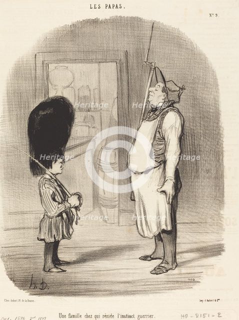 Une famille chez qui rèside l'instinct guerrier, 1847. Creator: Honore Daumier.