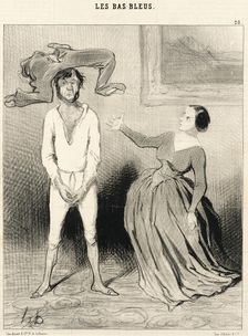Une femme comme moi...remettre un bouton?..., 1844. Creator: Honore Daumier