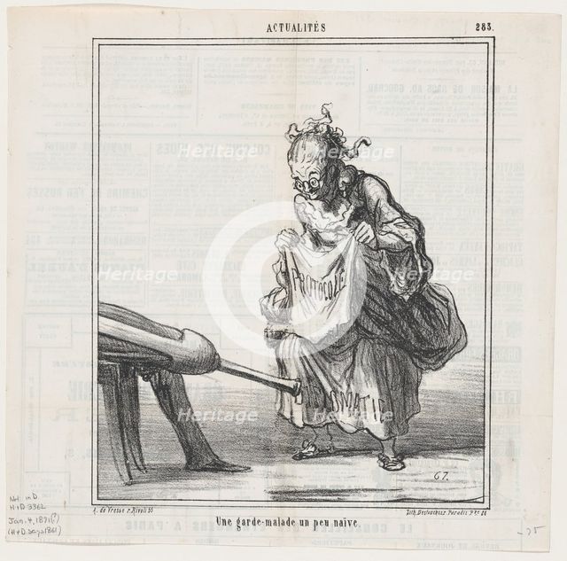 Une garde-malade un peu naïve, 1868.  Creator: Honore Daumier.