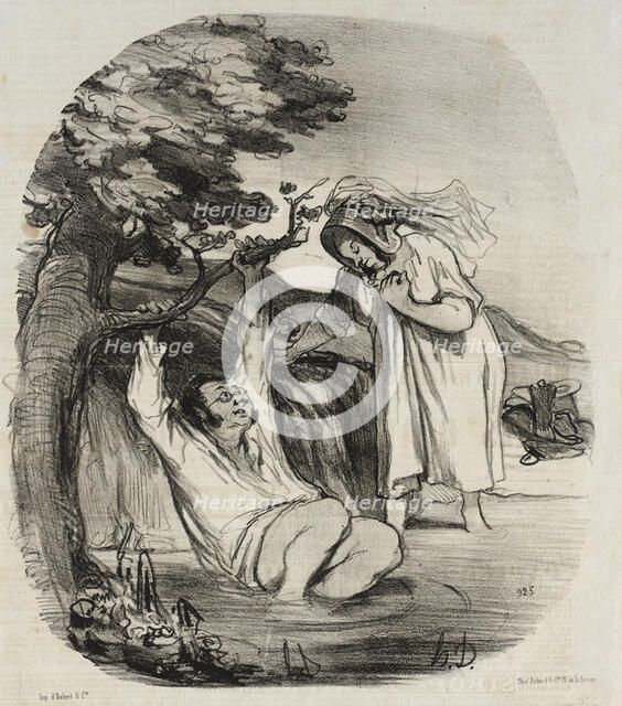 Une Imitation bourgeois du Zéphir de Prudhon, 1847. Creator: Honore Daumier.