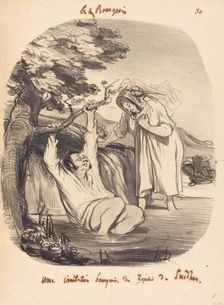 Une imitation bourgeoise du Zéphir de Prudhon, 1847. Creator: Honore Daumier