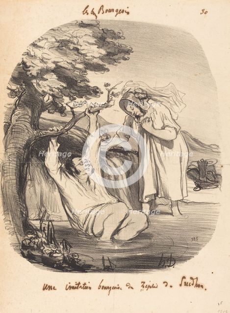 Une imitation bourgeoise du Zéphir de Prudhon, 1847. Creator: Honore Daumier.