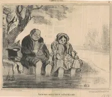 Une lecture intéressante et rafraichissante, 19th century. Creator: Honore Daumier