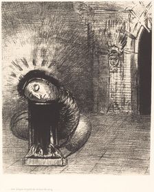 Une longue chrysalide couleur de sang (A longchrysalis, the color of blood), 1889. Creator: Odilon Redon