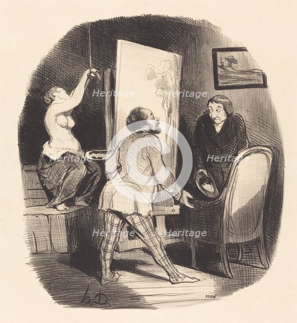 Une position difficile, 1847. Creator: Honore Daumier.