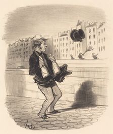 Une position difficile, 1847. Creator: Honore Daumier