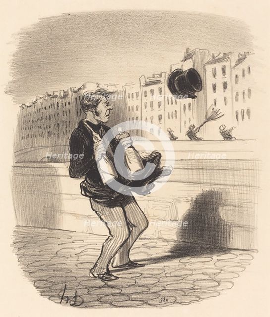 Une position difficile, 1847. Creator: Honore Daumier.