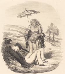 Une promenade conjugale, 1852. Creator: Honore Daumier