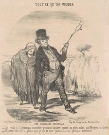 Une promenade conjugale, 19th century. Creator: Honore Daumier