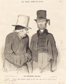 Une rencontre agréable, 1844. Creator: Honore Daumier