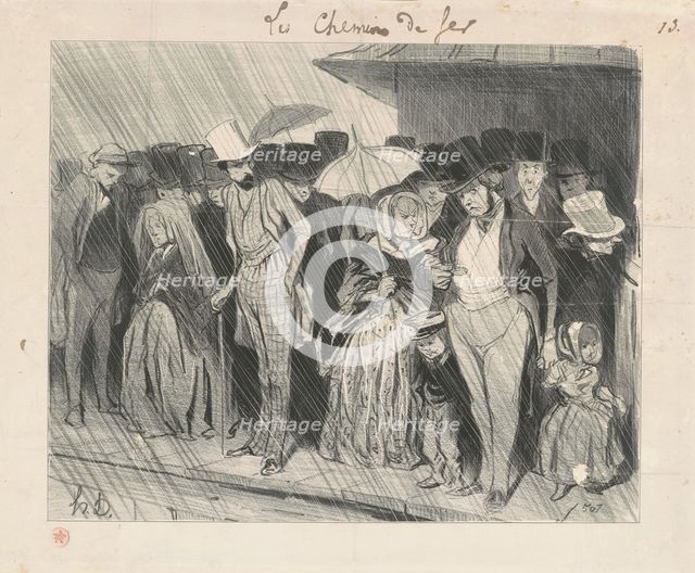 Une station infiniment trop prolongée, 19th century. Creator: Honore Daumier.