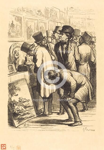 Une Salle de l'hotel Drouot un jour d'exposition, 1862. Creator: Charles Maurand.