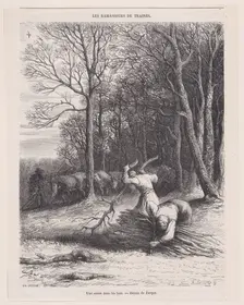 Une scène dans les bois; from Magasin Pittoresque, ca. 1852. Creator: Jacques-Adrien Lavieille