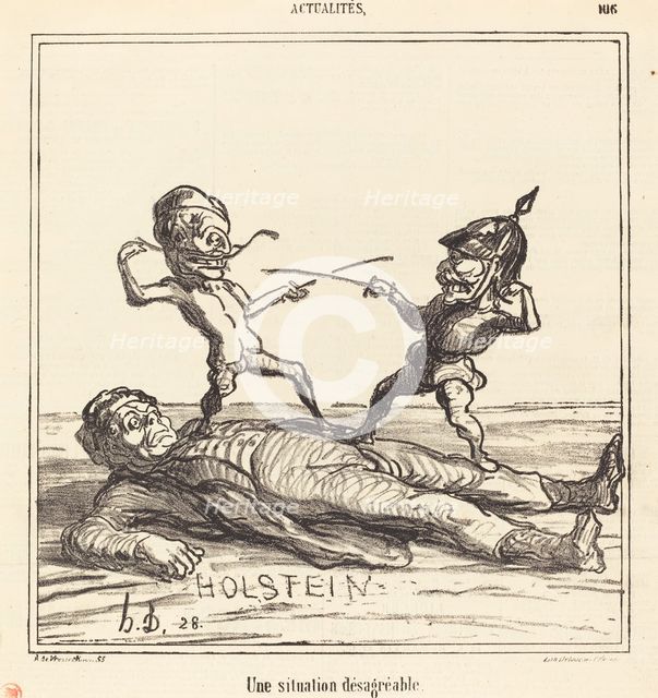 Une situation désagréable, 1866. Creator: Honore Daumier.