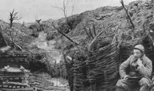 Une tranchee de tragique renom : la Tranchee des Saules au pied de la colline de N. D...., 1916. Creator: Unknown