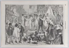 Une vente d'esclaves, à Richmond (A Slave Auction at Richmond), from "Le Monde I..., March 23, 1861. Creator: Bourcier