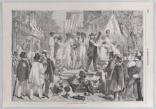 Une vente d'esclaves, à Richmond (A Slave Auction at Richmond), from "Le Monde I..., March 23, 1861. Creator: Bourcier