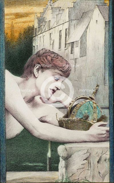 Une ville morte. Avec Georges Rodenbach, 1889. Creator: Khnopff, Fernand (1858-1921).