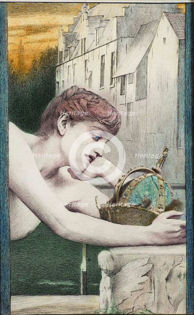 Une ville morte. Avec Georges Rodenbach, 1889. Creator: Khnopff, Fernand (1858-1921).