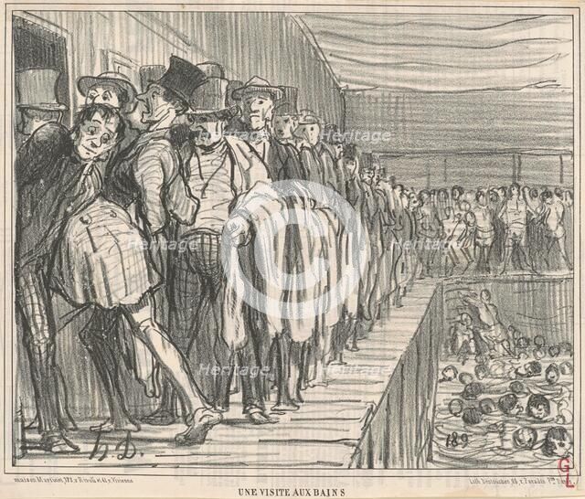 Une visite aux bains, 19th century. Creator: Honore Daumier.
