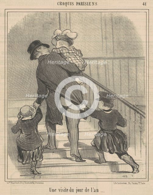 Une visite du jour de l'an, 19th century. Creator: Honore Daumier.