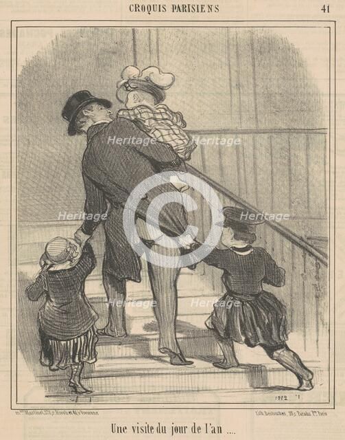 Une visite du jour de l'an, 19th century. Creator: Honore Daumier.