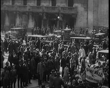 Unemployed People Gathering on the Streets , 1929. Creator: British Pathe Ltd