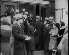 Unemployed People Gathering on the Streets , 1929. Creator: British Pathe Ltd