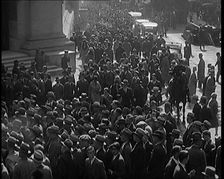 Unemployed People Gathering on the Streets , 1929. Creator: British Pathe Ltd