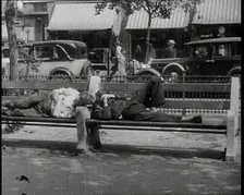 Unemployed People Lying On a Bench, 1932. Creator: British Pathe Ltd