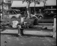 Unemployed People Lying On a Bench, 1932. Creator: British Pathe Ltd