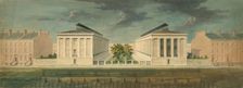 Unexecuted Design for Cross-Block Terrace Development (perspective), ca. 1831. Creator: Alexander Jackson Davis