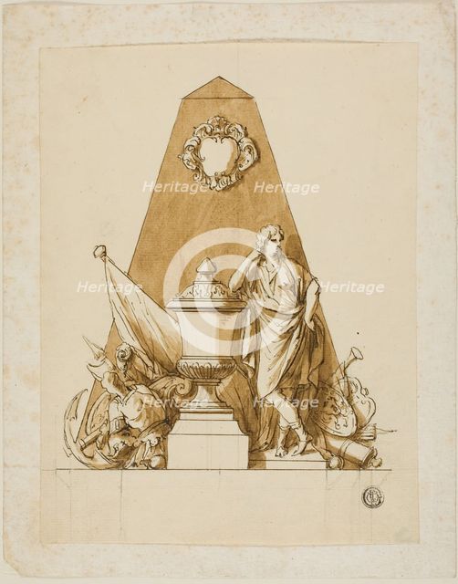 Unexecuted Design for the Monument to the First Duke of Marlborough, c. 1733. Creators: John Michael Rysbrack, Sir James Thornhill.