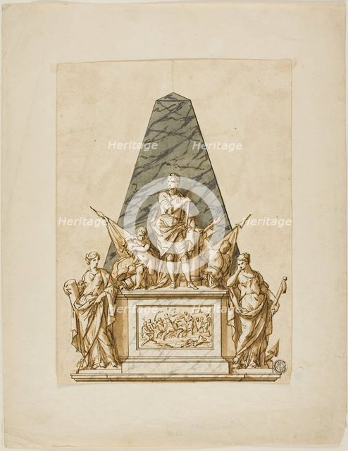 Unexecuted Design for the Monument to the First Duke of Marlborough, c. 1733. Creators: John Michael Rysbrack, Sir James Thornhill.