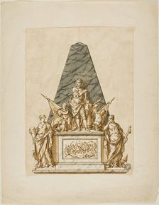 Unexecuted Design for the Monument to the First Duke of Marlborough, c. 1733. Creators: John Michael Rysbrack, Sir James Thornhill