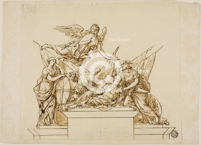 Unexecuted Design for the Monument to the First Duke of Marlborough, c. 1733. Creators: John Michael Rysbrack, Richard Wilson.
