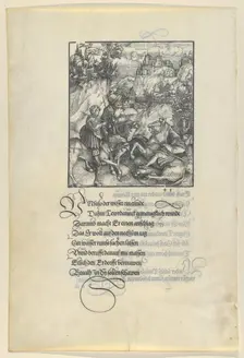 Unfalo Causing a Fall of Theuerdanck's Horse, from Theuerdanck, 1517. Creator: Hans Schäufelein the Elder
