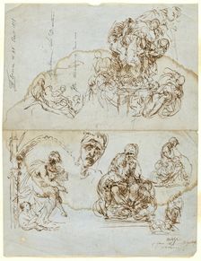 Unfinished Letter with Studies for the Ugolino Group, 1858. Creator: Jean-Baptiste Carpeaux