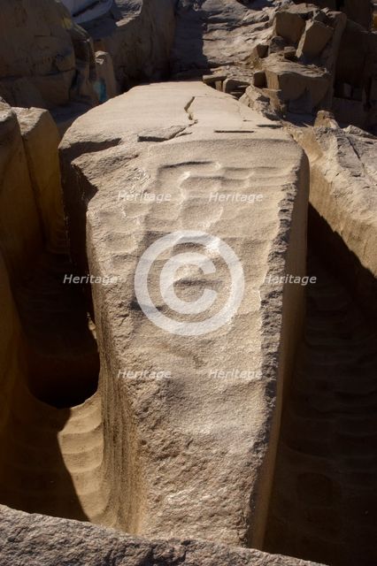 Unfinished obelisk in a granite quarry, Aswan, Egypt, 2021.  Creator: LTL.